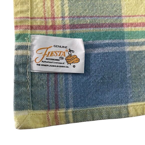 Lot of 4 Fiesta Cloth Napkins Pastel Plaid  17.5" x  16.5" Cotton Dining - Picture 4 of 6